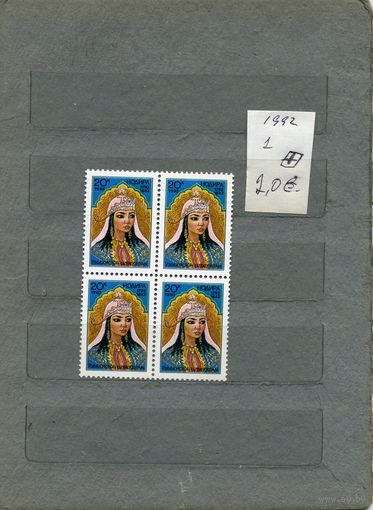 УЗБЕКИСТАН,  Известные люди  Надира     1м серия КВАРТБЛОК , 1992   (на "СКАНЕ" справочно приведены номера и цены по Michel)