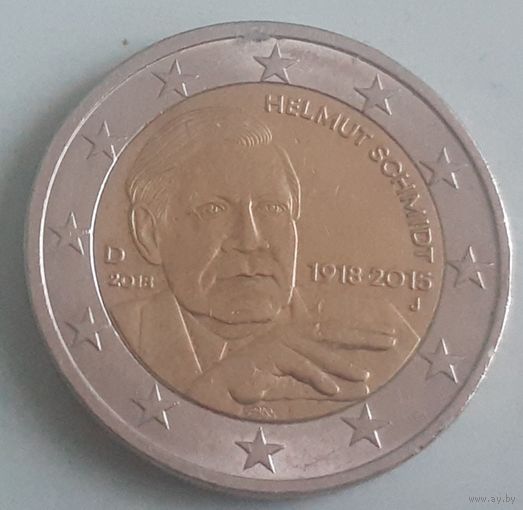 Германия 2 евро, 2018 (100 лет со дня рождения Гельмута Шмидта)"J" (9-9-2(в))