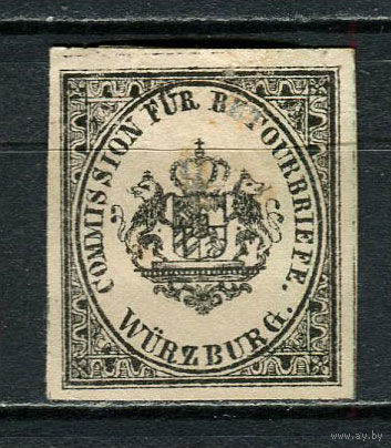 Германские земли - Бавария - Вюрцбург - 1869 - Герб - возвратная марка - 1 марка. MH.  (LOT GN7)-T3P44