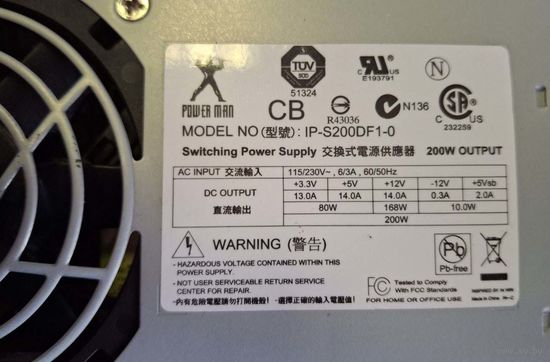 Блок питания In Win IP-S200DF1-0, 200Вт, нерабочий