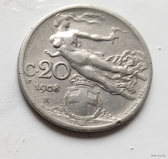 Италия 20 чентезимо, 1908 2-11-12