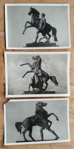 Ленинград. Скульптуры на Анничковом мосту. 1953 г. Фотоокрытка. 3 шт. Цена за все.
