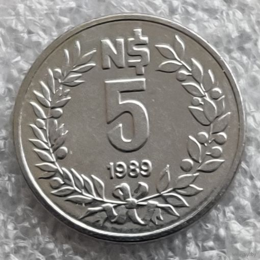 Уругвай 5 новых песо  1989 г.