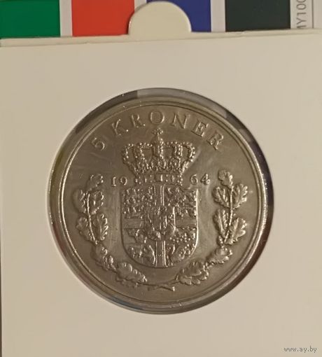 Дания 5 крон 1964 CS в холдере