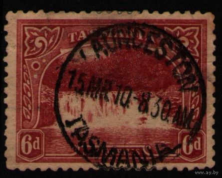 Австралийские штаты Тасмания Водопады Дилстон 1899 год гашеная марка Mi #68 концовка серии