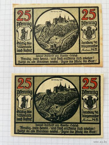Нотгельд 25-25 пфеннигов Германия Дорнбург-0101
