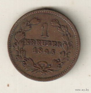 Баден 1 крейцер 1845