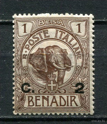 Итальянские колонии - Сомалия - 1906/1916 - Слон с надпечаткой 2С на 1В - [Mi.10] - 1 марка. MH.  (LOT GN8)-T3P44