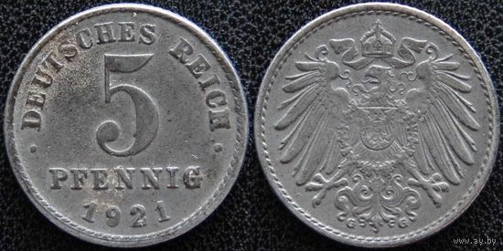 YS: Германия, 5 пфеннигов 1921G, KM# 19