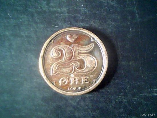 Монеты. Дания 25 эре 1990