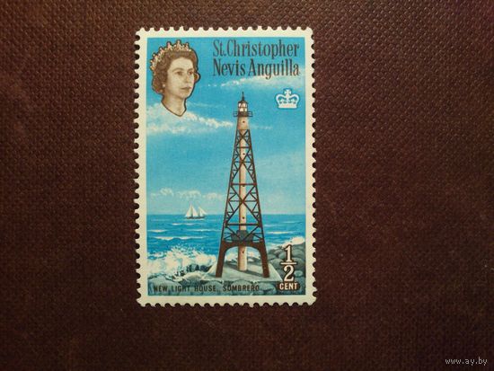 Коронная колония Великобритании - Сент-Кристофер-Невис-Ангилья 1963 г.Первый маяк Сомбреро./1а/