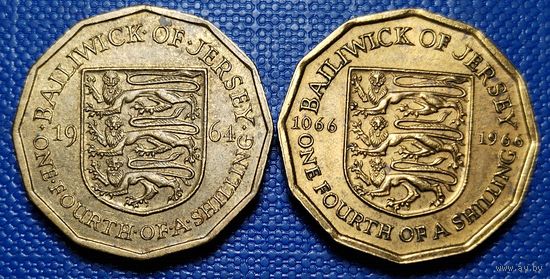 Джерси 1/4 шиллинга. 1964 и 1966 г. 900 лет биттве при Гастингсе. Цена за 2 шт.