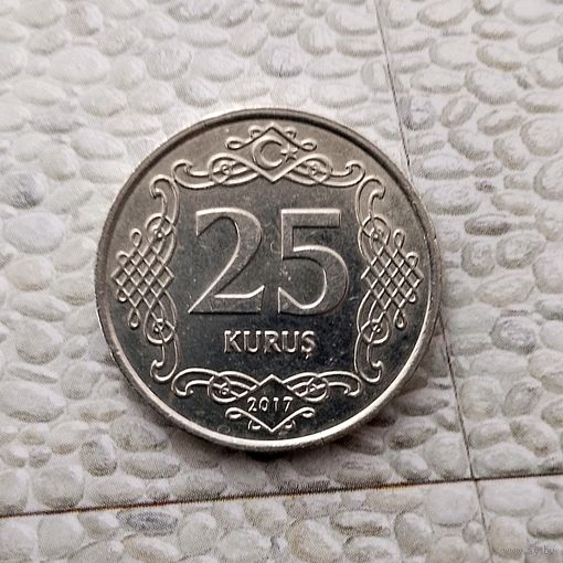 25 курушей 2017 года Турция. Турецкая республика. Красивая монета!