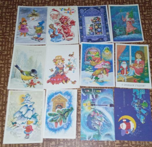 Открытки с новым годом  12 шт