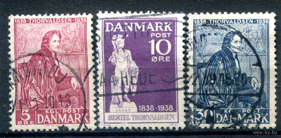 Дания - 1938г. - Бертель Торвальдсен, скульптор - 3 марки - полная серия, гашёные [Mi 247-249]. #3-WB-99-B-1