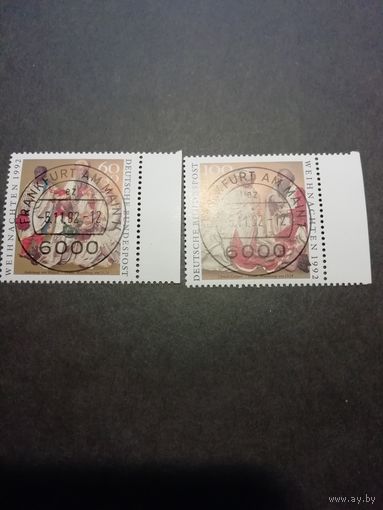 Германия. 1992 Серия из двух марок "Рождество" (гашеные с клеем) Mi.1639-1640 каталог 3.20 евро