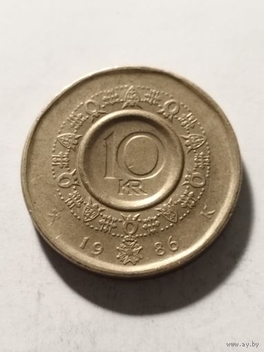 Норвегия 10 крон 1986