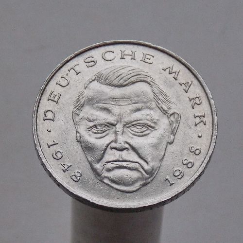 ФРГ 2 марки 1990 F Людвиг Эрхард, 40 лет Федеративной Республике (1948-1988)