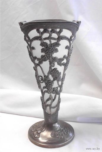 Салфетница Ваза для салфеток с белой вставкой Серебрение 02