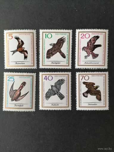 ГДР 1965 Полная серия марок "Хищные птицы Европы" (чистые**) Mi.1147-1152 каталог 6.00 евро