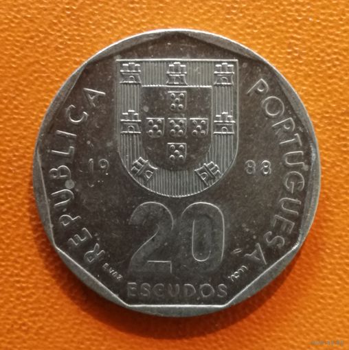 Португалия 20 эскудо 1988 г., KM# 634