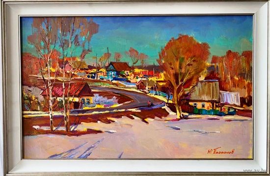 Платонов Ю.В "Д. Шерстин. Мартовский снег", 2022г. Холст, масло. Размер 50х80 см.