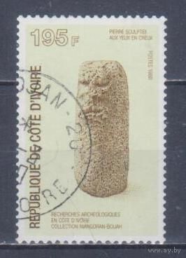 [1723] Кот д'Ивуар 1988. Культура Африки.Каменный идол. Концовка серии.Гашеная марка.