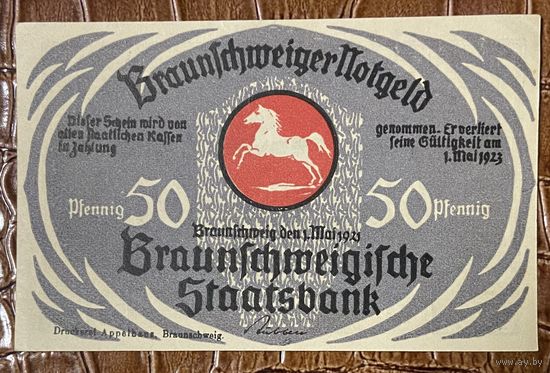 Нодгельд 50 пфеннигов 1921 год. Брауншвейг. Веймарская республика