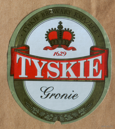 Этикетка пива Tyskie Польша б/у П674