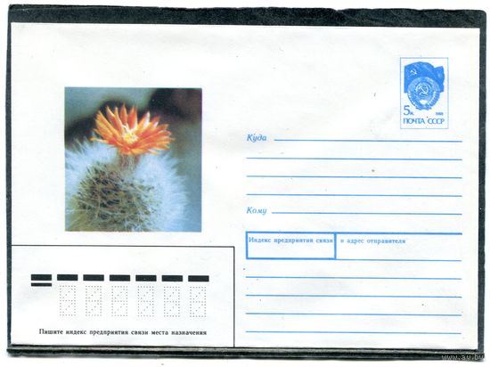 СССР 1990. ХМК. Конверт. Кактус. Пародия снежная