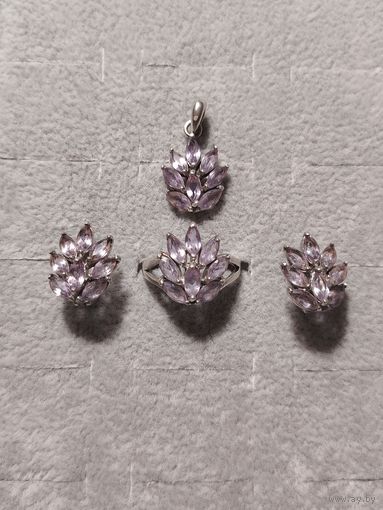 Серебряный комплект с аметистами Индия