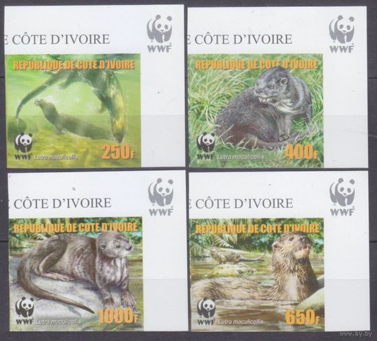 2005 Берег Слоновой Кости 1349b-1352b+Tab WWF / Фауна 22,00 евро