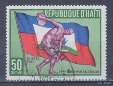 [819] Гаити 1959. Спорт.Легкая атлетика.Метание диска. Гашеная марка.