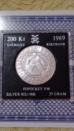 Швеция 200 крон 1989 хоккей