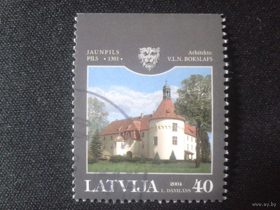 Латвия, 2004. Замок Яунпилс. Марка из буклета, обрез сверху. Mi-2,0 евро гаш.
