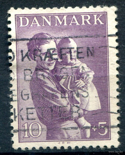 Дания - 1941г. - кронпринцесса Ингрид с дочерью Маргрет, помощь детям - 1 марка - полная серия, гашёная [Mi 264]. #3-WB-99-B-1