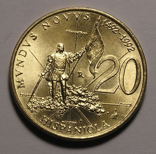 Сан-Марино, 20 Лир 1992 Открытие Америки - "Mundus Novus - Христофор Колумб"