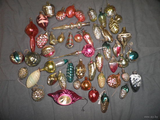 Новогодние ёлочные игрушки родом из СССР 50 шт.(лот 01) С рубля.