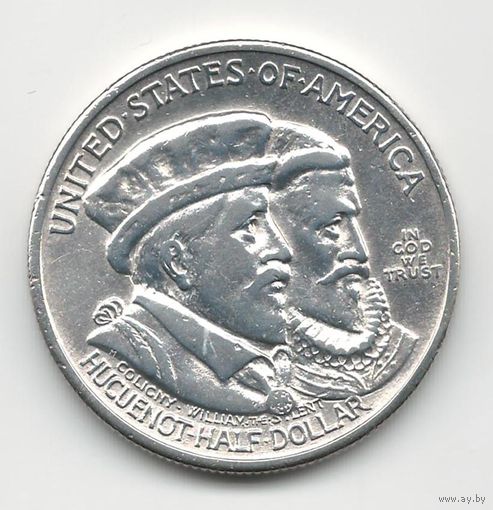 США 50 центов 1924 года. Гугеноты. Серебро. Состояние XF+