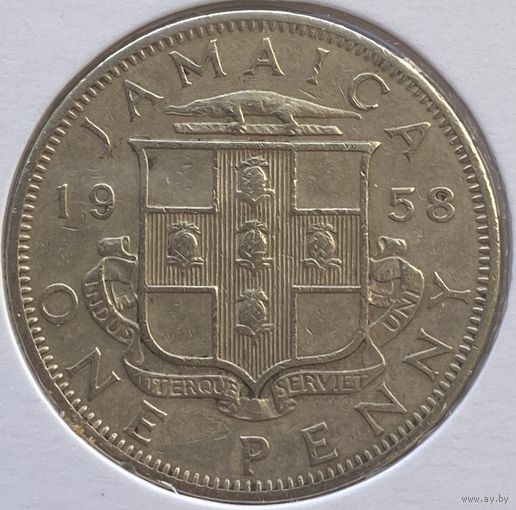 Ямайка 1 пенни 1958 г. В холдере