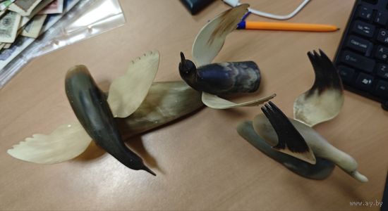 Статуэтки Птиц, рог, кость, винтаж СССР