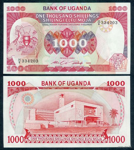 Уганда 1000 шиллингов 1986 год, UNC