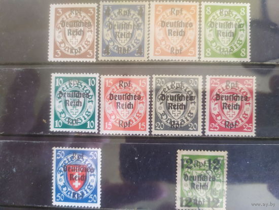 Германия Рейх 1939 Надп на марках Данцига #716-20,722-4,727*+721