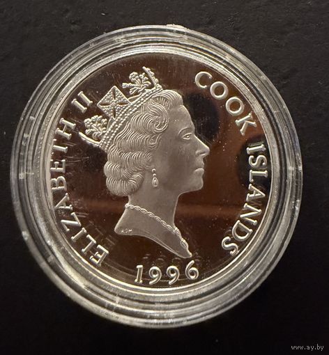 2 доллара 1996 г.  Национальный Парк ОЛИМПИК.  Елизавета 2.  Острова Кука.  СЕРЕБРО.