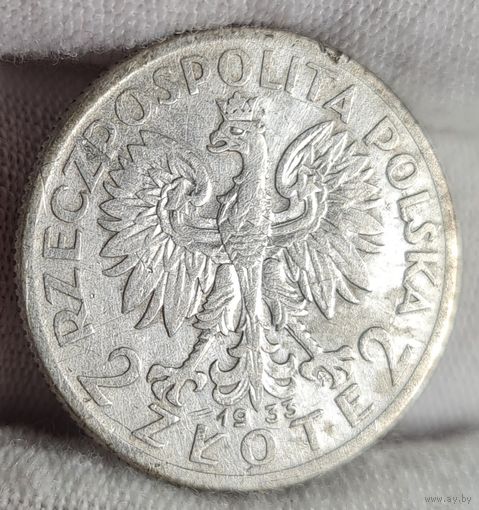 2 злотых 1933 года, Польша, серебро