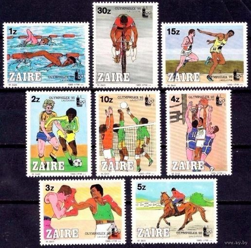 1985 Заир 889-896 Выставка марок "OLYMPHILEX 85" 6,00 евро
