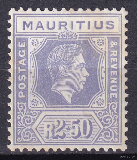 49.BrKM. Великобритания. Колонии. Маврикий. Георг VI. Стандарт. 2,5R. 1938 г. Mi.#212Aa.