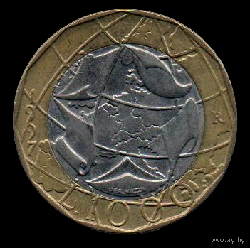 Италия. 1000 лир 1997. Ошибка
