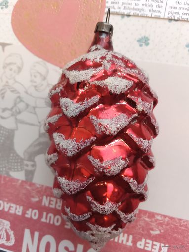 Ёлочная игрушка ГДР шишка тонкое стекло