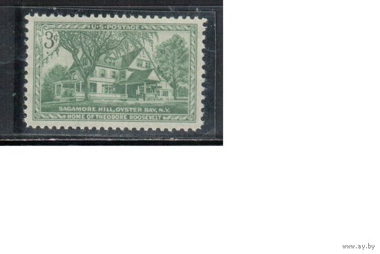США-1953, (Мих.643),  **   , Дом Рузвельта (одиночка)